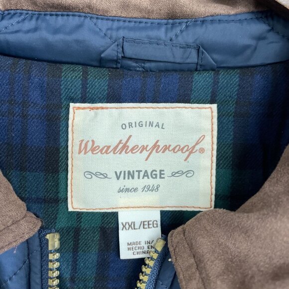 NEW Original Weatherproof Vintage Men's XXL Quilted Jacket Blue Plaid Lining - Picture 7 of 12